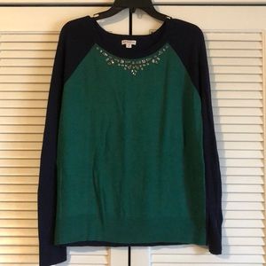 Merona 2 tone embellished sweater size L